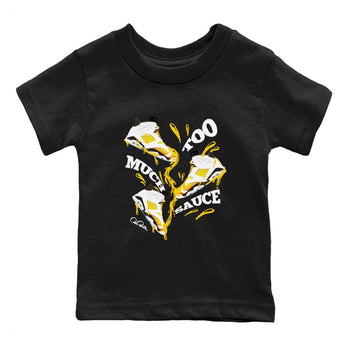 6s Yellow Ochre shirt to match jordans Too Much Sauce sneaker tees Air Jordan 6 Yellow Ochre SNRT Sneaker Release Tees Baby Toddler Black 2 T-Shirt