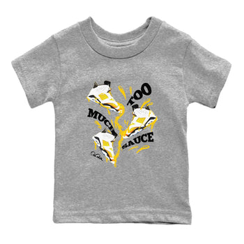 6s Yellow Ochre shirt to match jordans Too Much Sauce sneaker tees Air Jordan 6 Yellow Ochre SNRT Sneaker Release Tees Baby Toddler Heather Grey 2 T-Shirt
