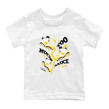 6s Yellow Ochre shirt to match jordans Too Much Sauce sneaker tees Air Jordan 6 Yellow Ochre SNRT Sneaker Release Tees Baby Toddler White 2 T-Shirt