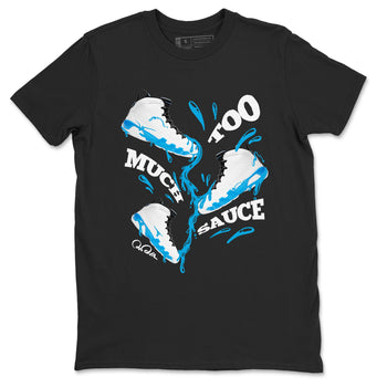 9s Powder Blue shirt to match jordans Too Much Sauce sneaker tees Air Jordan 9 Powder Blue SNRT Sneaker Release Tees unisex cotton Black 2 crew neck shirt