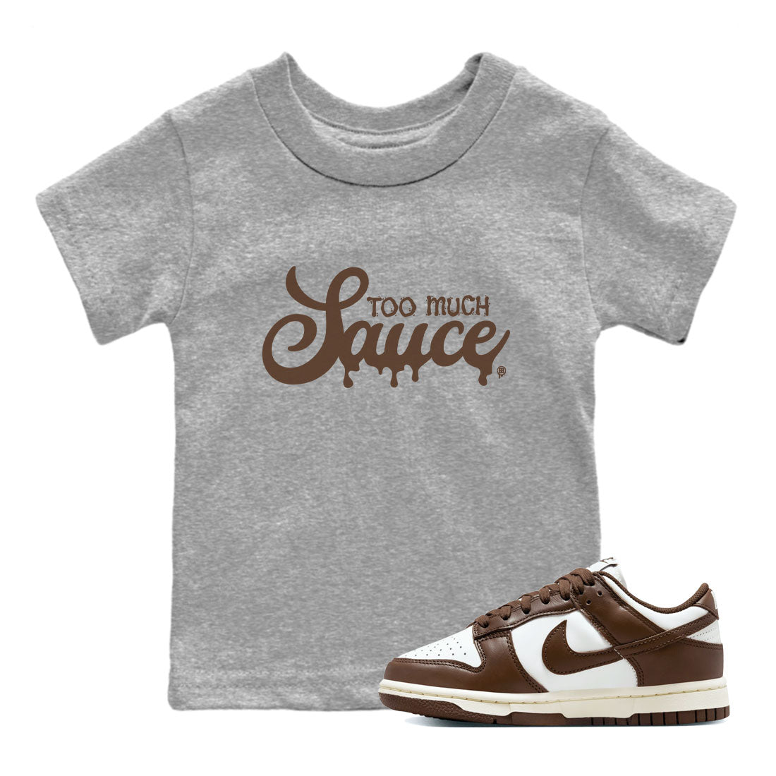 Dunk Low WMNS Cacao Wow sneaker shirt to match jordans Too Much Sauce sneaker tees Dunk Cacao Wow SNRT Sneaker Release Tees Baby Toddler Heather Grey 1 T-Shirt