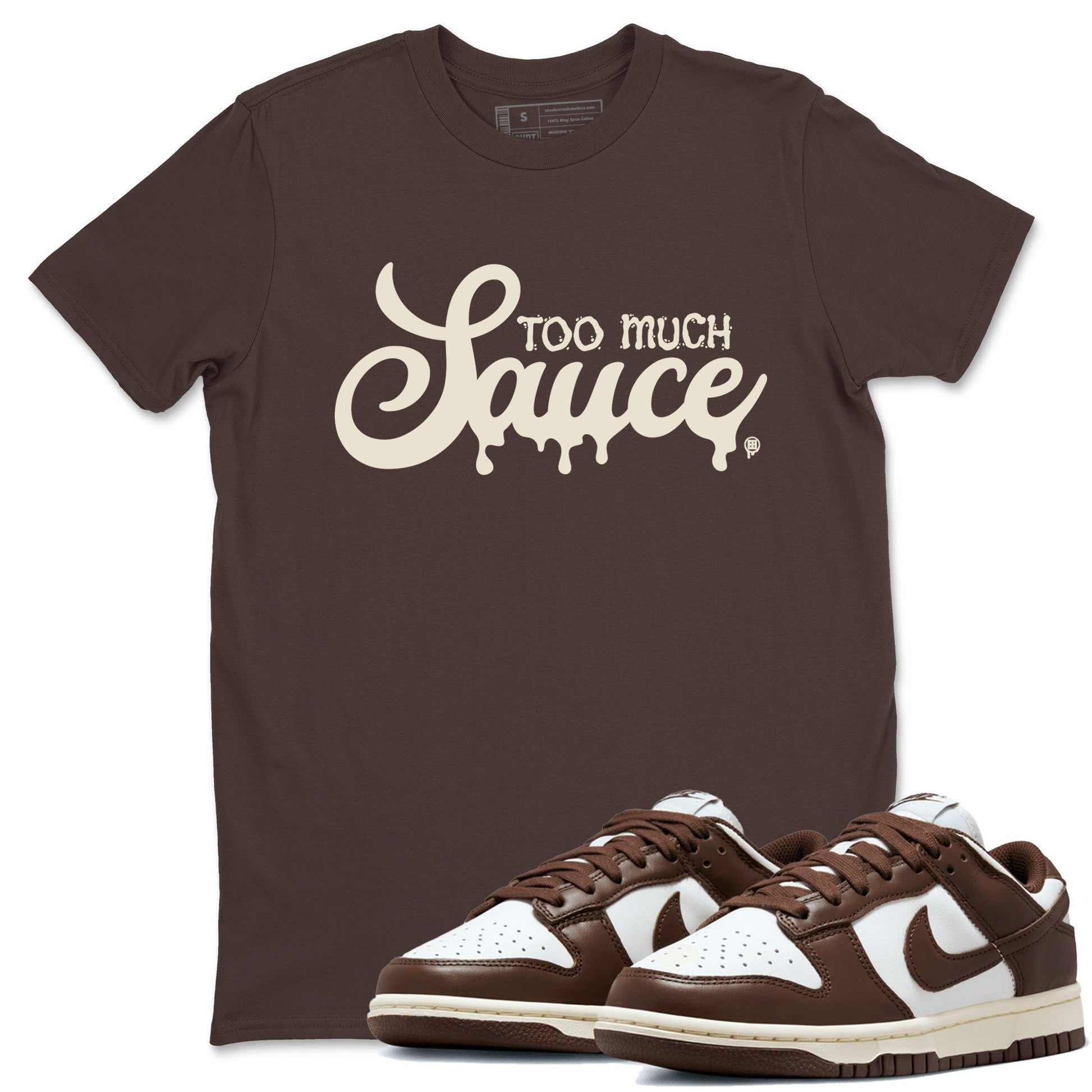 Dunk Low WMNS Cacao Wow sneaker shirt to match jordans Too Much Sauce sneaker tees Dunk Cacao Wow SNRT Sneaker Tees Crew Neck Unisex Cotton Sneaker T-Shirt Dark Chocolate 1 T-Shirt