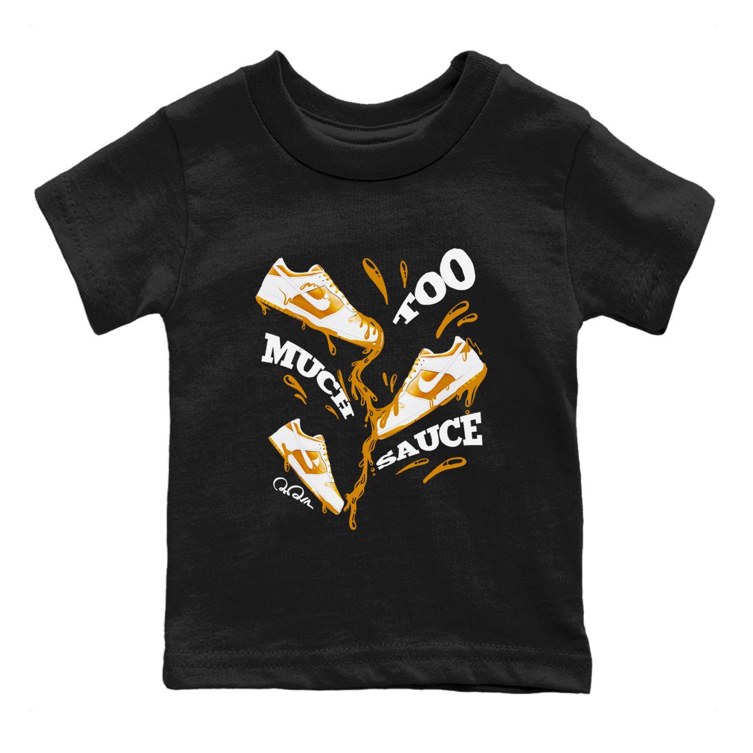 Dunk Dark Curry shirt to match jordans Too Much Sauce sneaker tees AJ1 Low Dark Curry SNRT sneaker release tees baby toddler Black 2 cotton Shirt