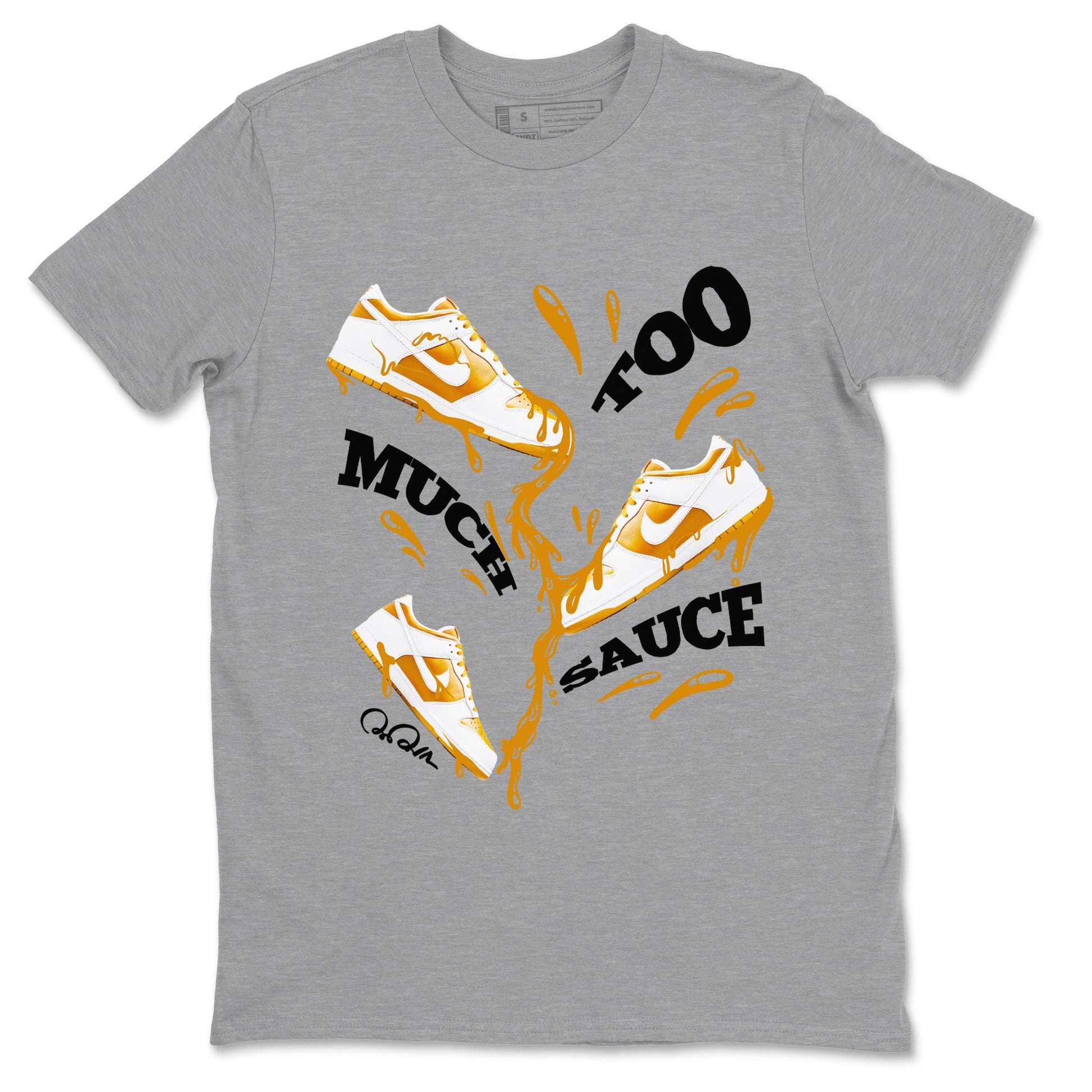 Dunk Dark Curry shirt to match jordans Too Much Sauce sneaker tees AJ1 Low Dark Curry SNRT Sneaker Release Tees unisex cotton Heather Grey 2 crew neck shirt