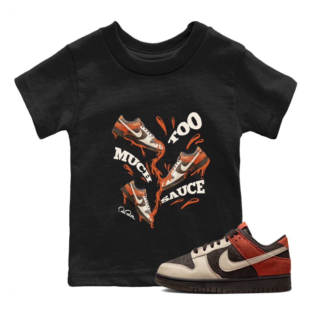 Dunk Red Panda shirt to match jordans Too Much Sauce sneaker tees Nike Dunk LowRed Panda SNRT Sneaker Release Tees Baby Toddler Black 1 T-Shirt