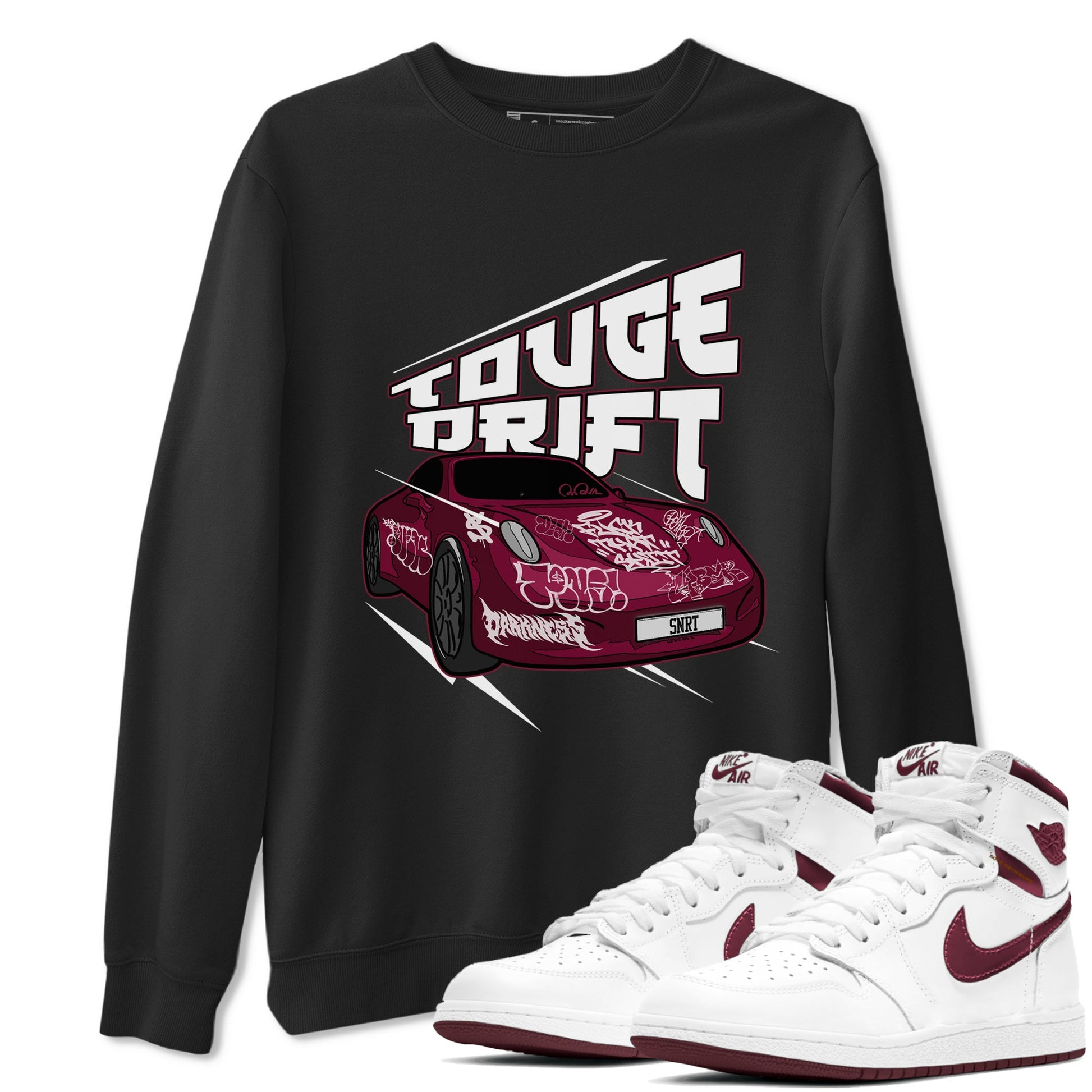 Air Jordan 1 Metallic Burgundy shirt to match jordans Touge Drift sneaker tees AJ1 Metallic Burgundy SNRT Sneaker Release Tees Unisex Black 1 T-Shirt