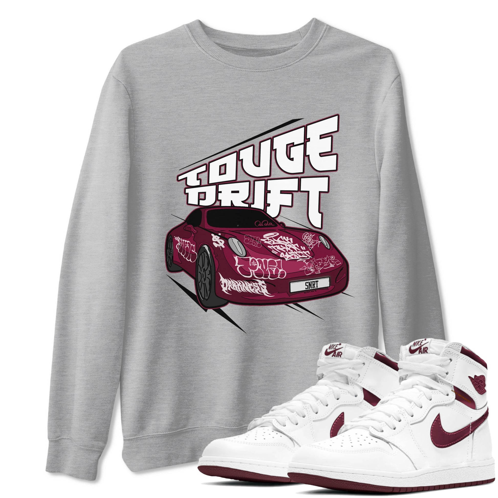 Air Jordan 1 Metallic Burgundy shirt to match jordans Touge Drift sneaker tees AJ1 Metallic Burgundy SNRT Sneaker Release Tees Unisex Heather Grey 1 T-Shirt