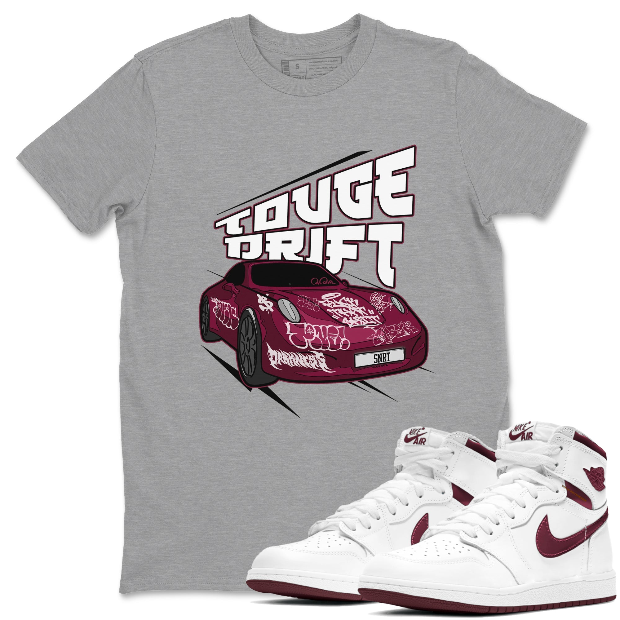 Air Jordan 1 Metallic Burgundy shirt to match jordans Touge Drift sneaker tees AJ1 Metallic Burgundy SNRT Sneaker Release Tees Unisex Heather Grey 1 T-Shirt
