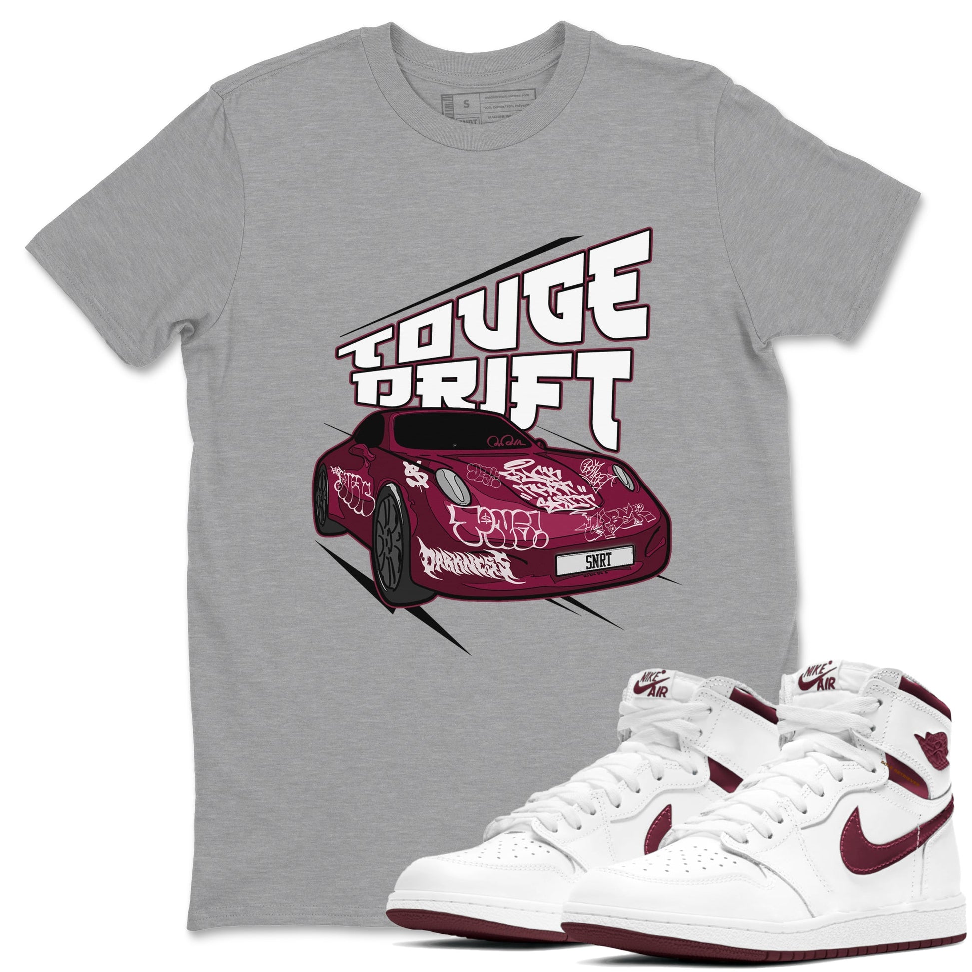 Air Jordan 1 Metallic Burgundy shirt to match jordans Touge Drift sneaker tees AJ1 Metallic Burgundy SNRT Sneaker Release Tees Unisex Heather Grey 1 T-Shirt