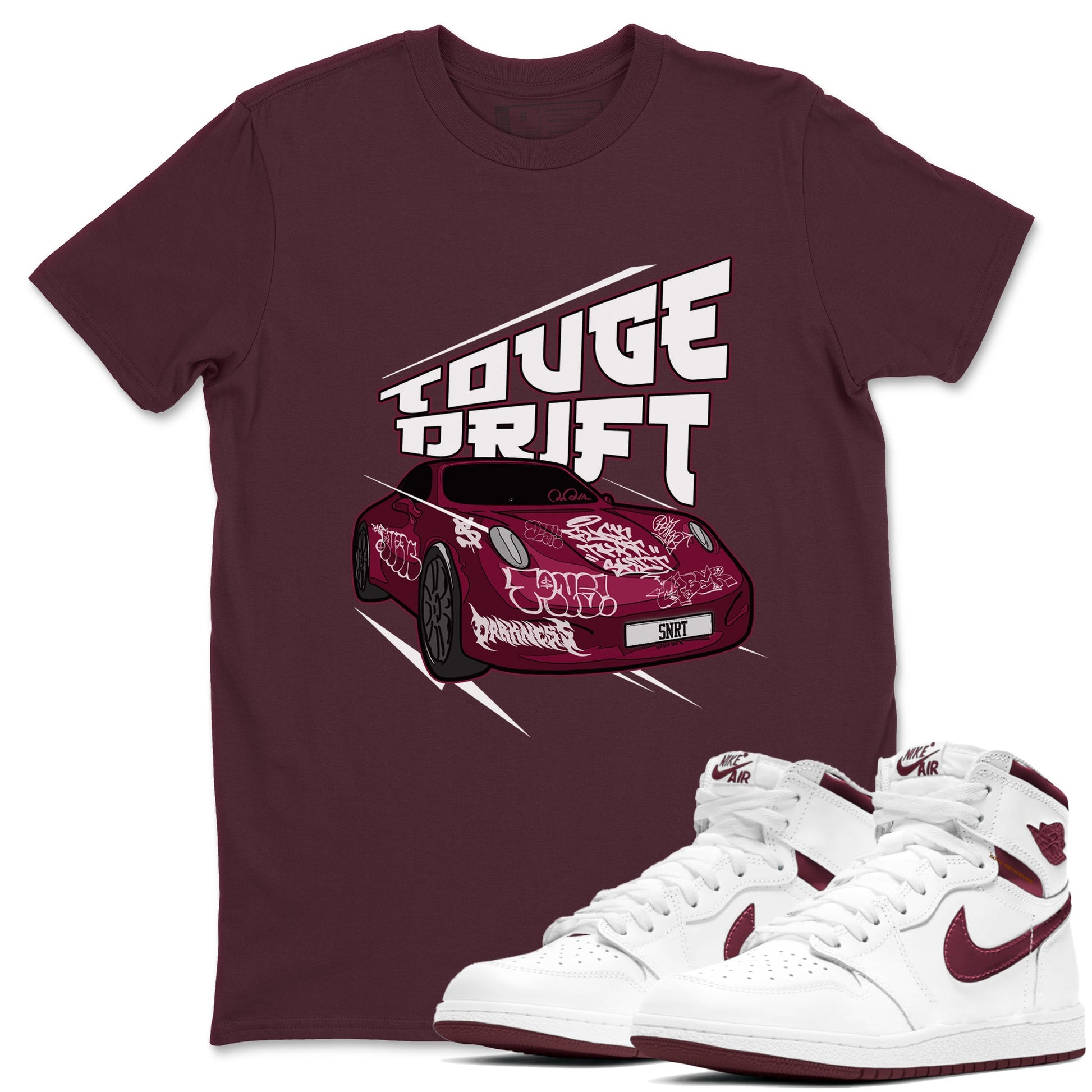 Air Jordan 1 Metallic Burgundy shirt to match jordans Touge Drift sneaker tees AJ1 Metallic Burgundy SNRT Sneaker Release Tees Unisex Maroon 1 T-Shirt