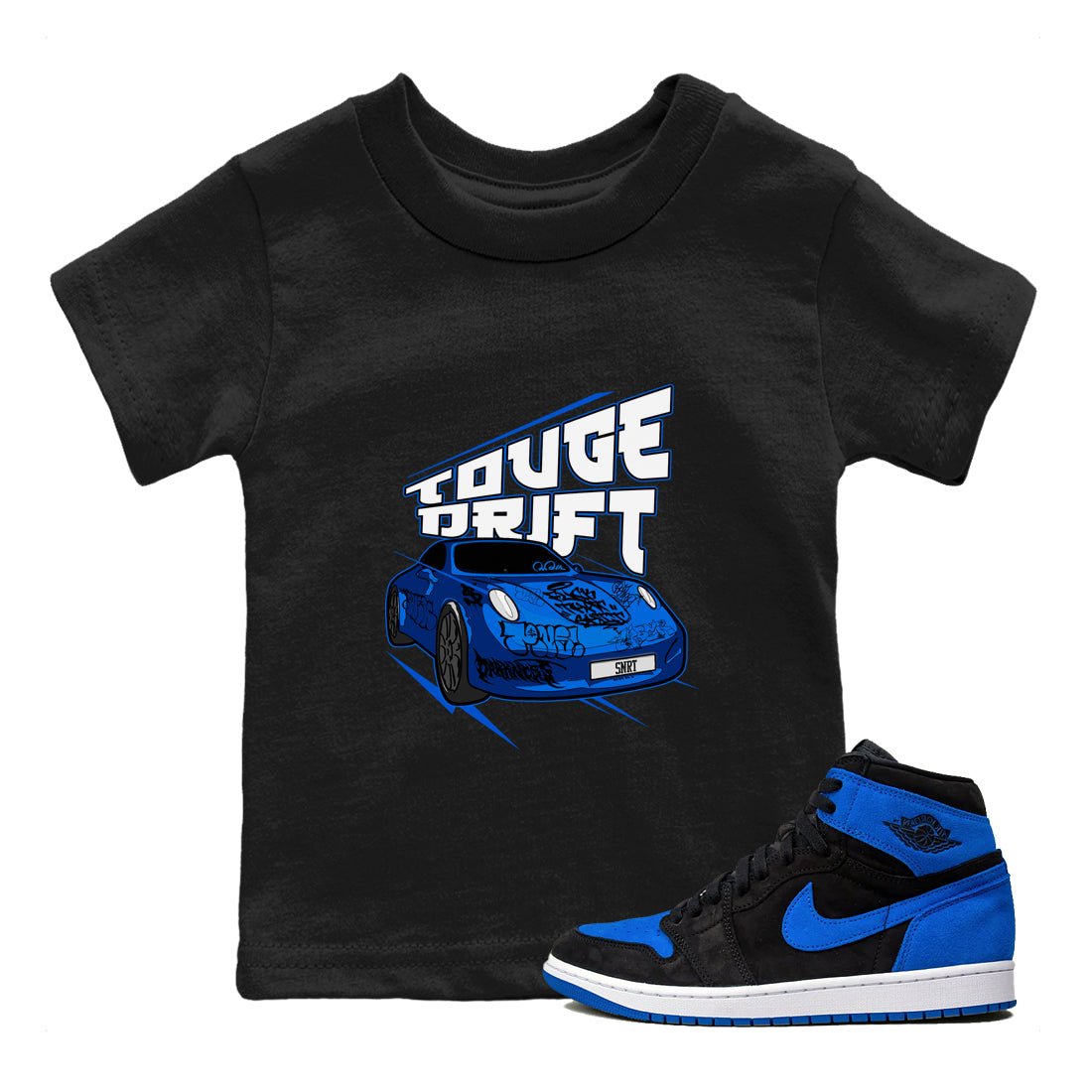 Air Jordan 1 Royal Imagined shirt to match jordans Touge Drift sneaker tees AJ1 Royal Imagined SNRT Sneaker Release Tees Baby Toddler Black 1 T-Shirt