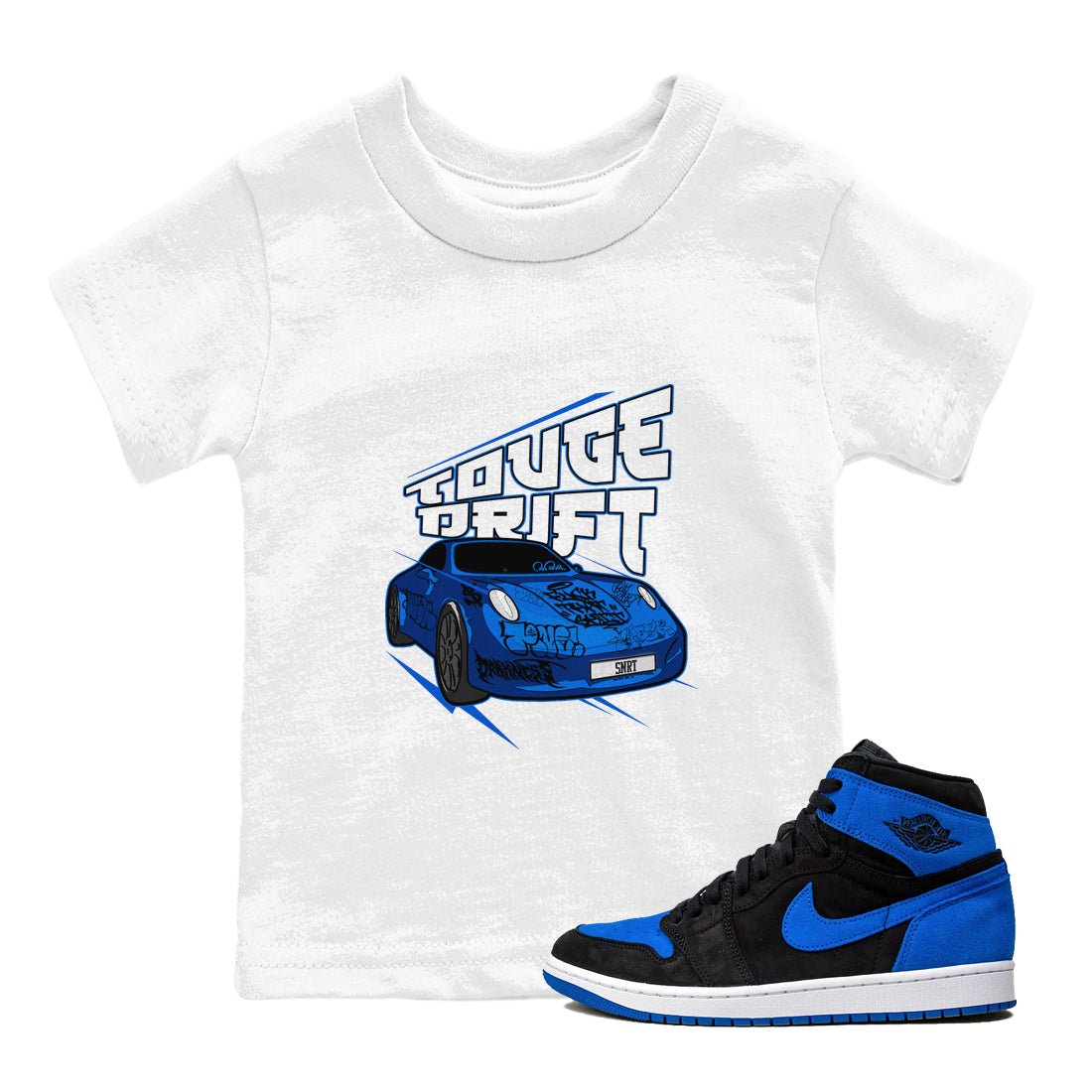Air Jordan 1 Royal Imagined shirt to match jordans Touge Drift sneaker tees AJ1 Royal Imagined SNRT Sneaker Release Tees Baby Toddler White 1 T-Shirt