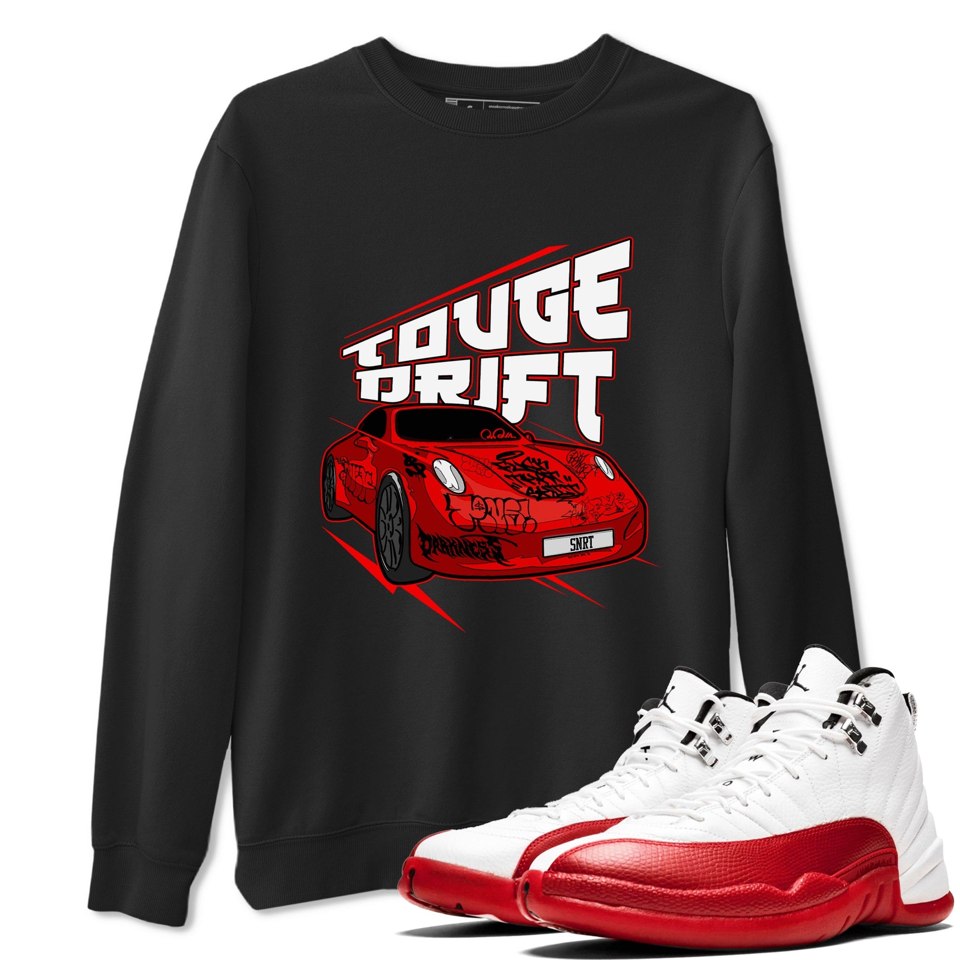 Air Jordan 12 Cherry shirt to match jordans Touge Drift sneaker tees AJ12 Cherry SNRT Sneaker Release Tees Unisex Black 1 T-Shirt