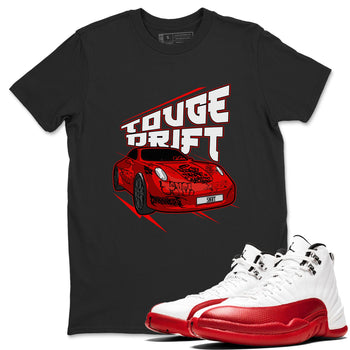 Air Jordan 12 Cherry shirt to match jordans Touge Drift sneaker tees AJ12 Cherry SNRT Sneaker Release Tees Unisex Black 1 T-Shirt