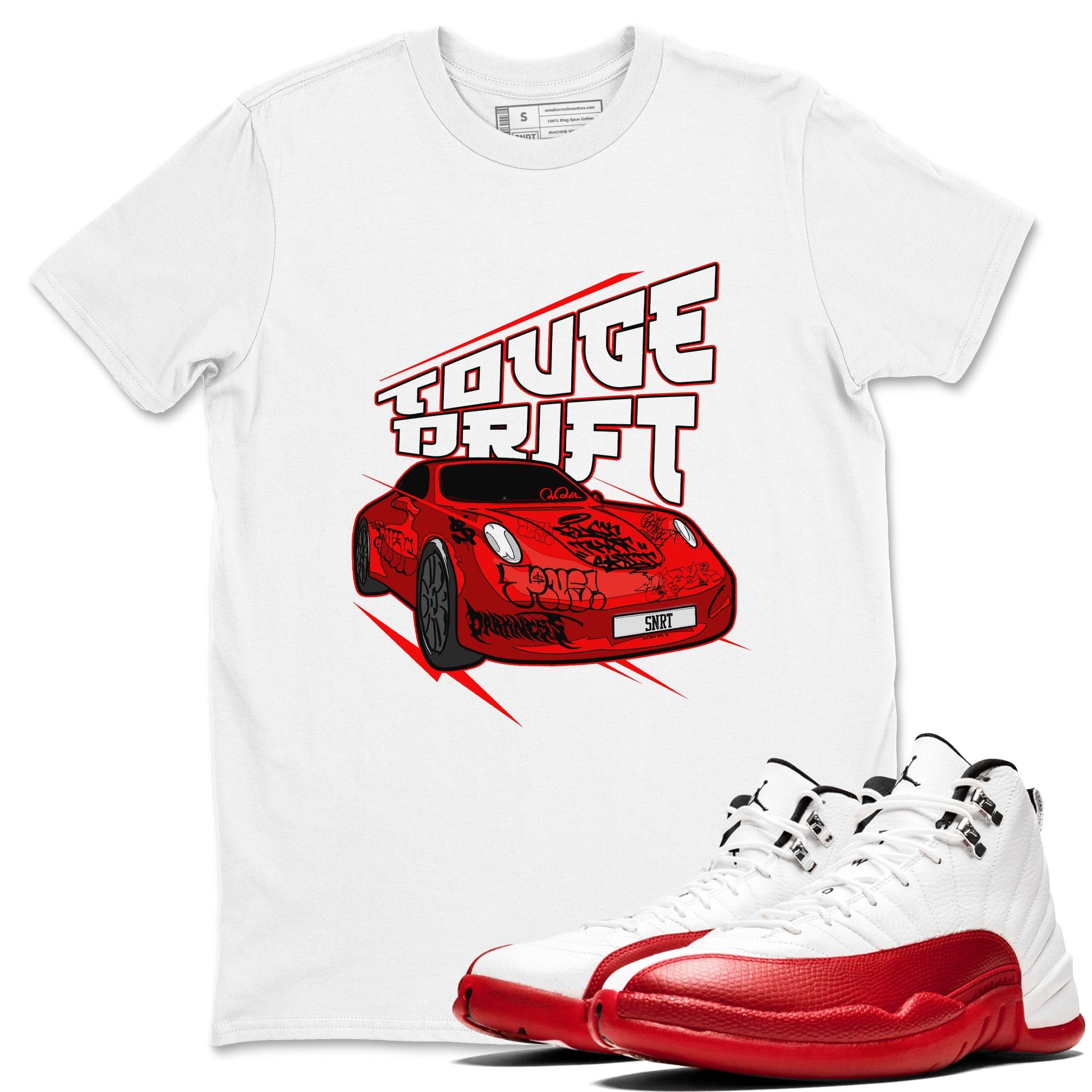 Air Jordan 12 Cherry shirt to match jordans Touge Drift sneaker tees AJ12 Cherry SNRT Sneaker Release Tees Unisex White 1 T-Shirt