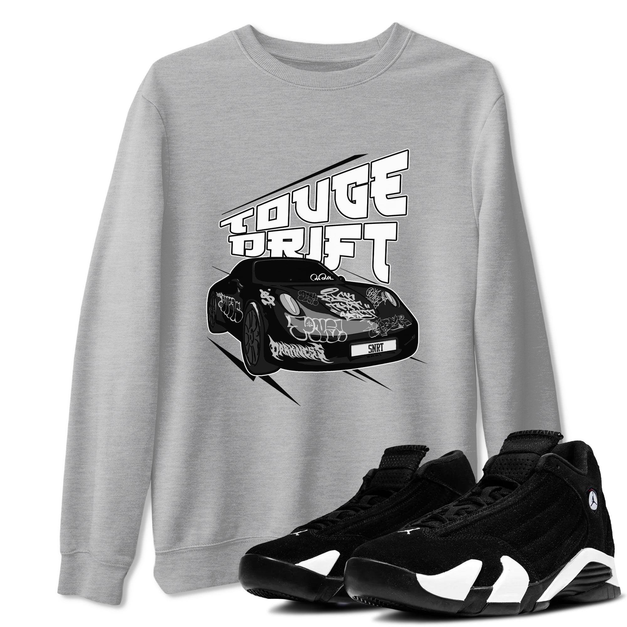 14s Panda shirt to match jordans Touge Drift sneaker tees Air Jordan 14 Panda SNRT Sneaker Release Tees Unisex Heather Grey 1 T-Shirt