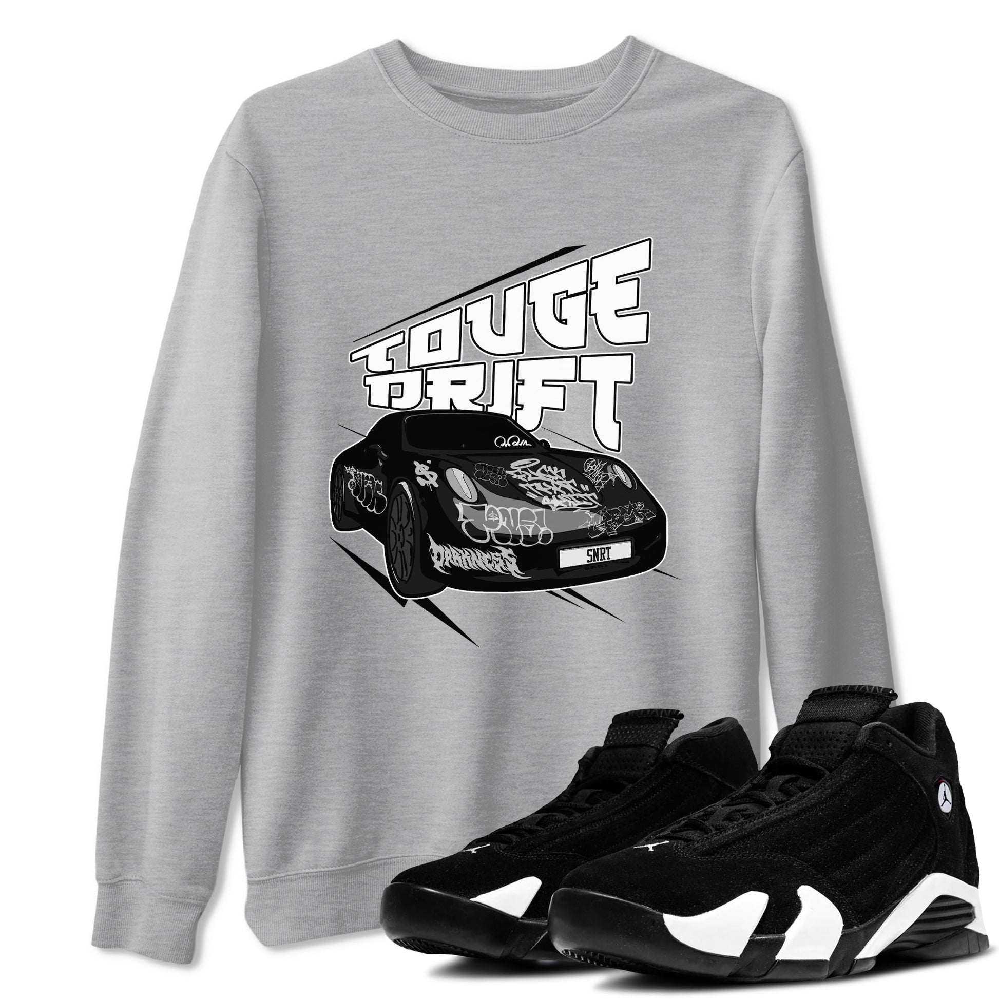 14s Panda shirt to match jordans Touge Drift sneaker tees Air Jordan 14 Panda SNRT Sneaker Release Tees Unisex Heather Grey 1 T-Shirt