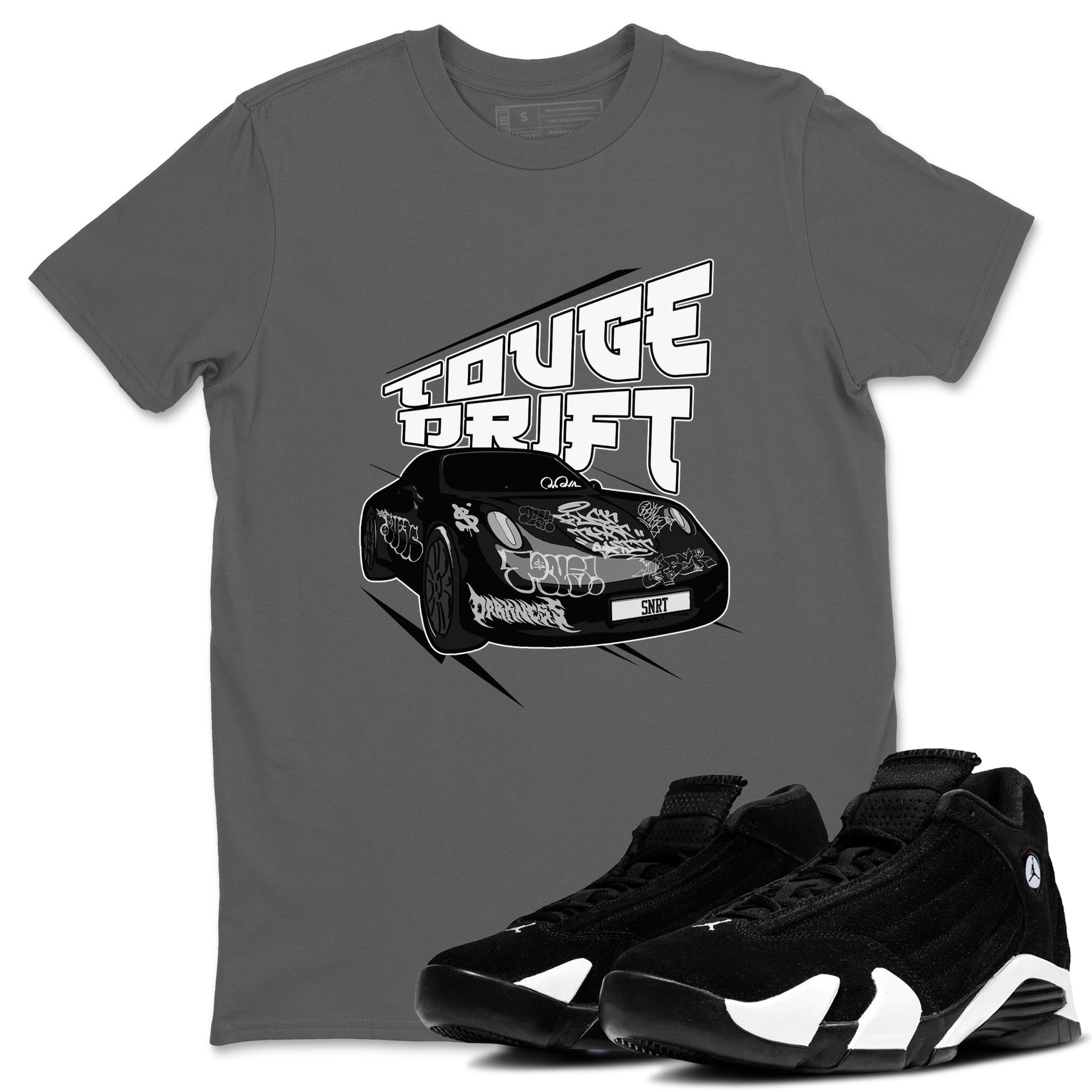 14s Panda shirt to match jordans Touge Drift sneaker tees Air Jordan 14 Panda SNRT Sneaker Release Tees Unisex Cool Grey 1 T-Shirt