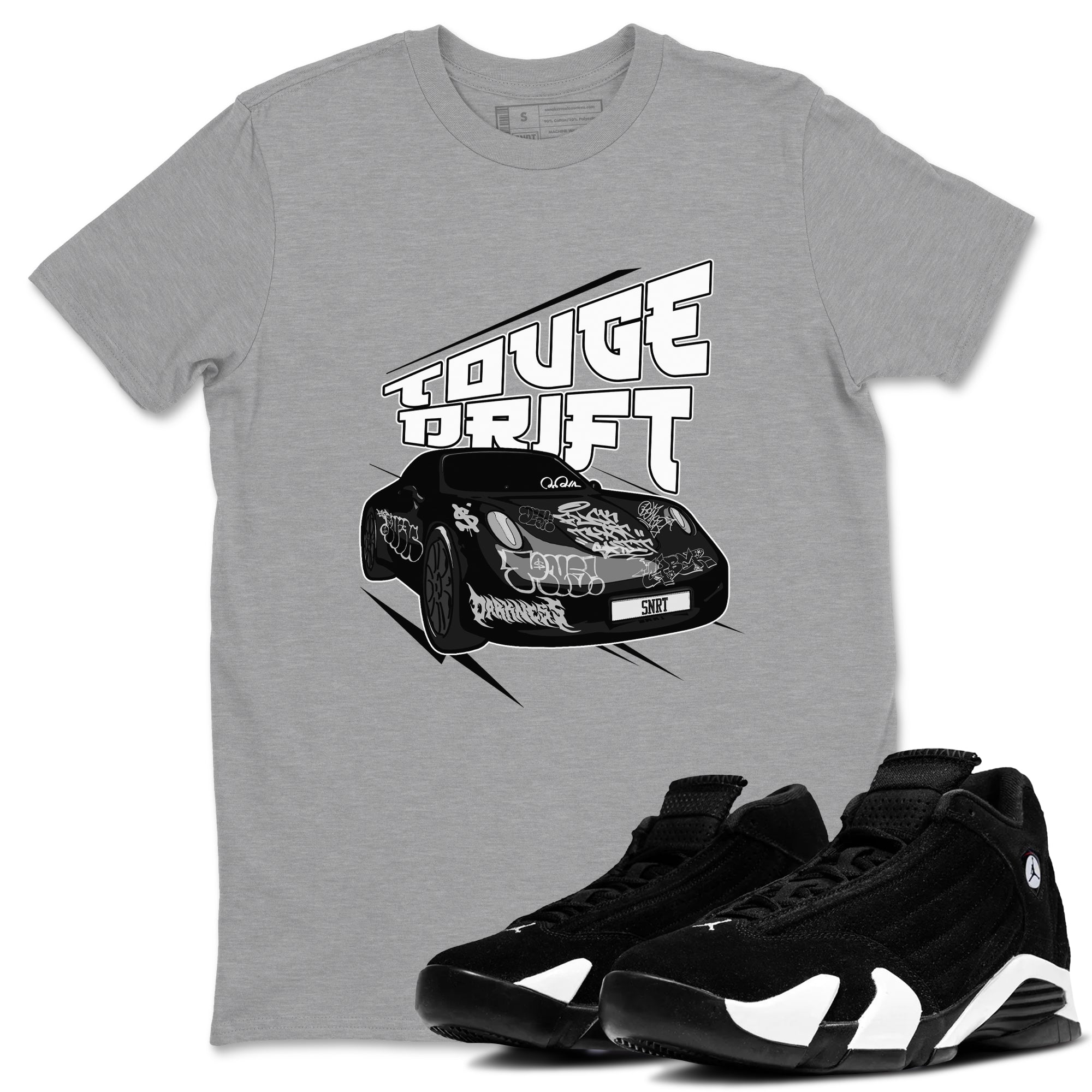 14s Panda shirt to match jordans Touge Drift sneaker tees Air Jordan 14 Panda SNRT Sneaker Release Tees Unisex Heather Grey 1 T-Shirt