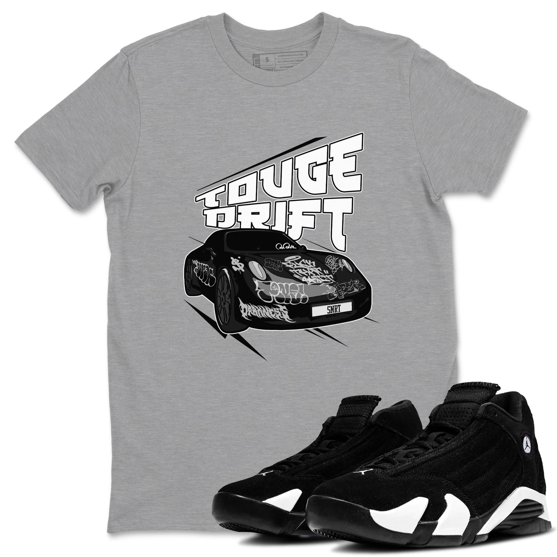 14s Panda shirt to match jordans Touge Drift sneaker tees Air Jordan 14 Panda SNRT Sneaker Release Tees Unisex Heather Grey 1 T-Shirt