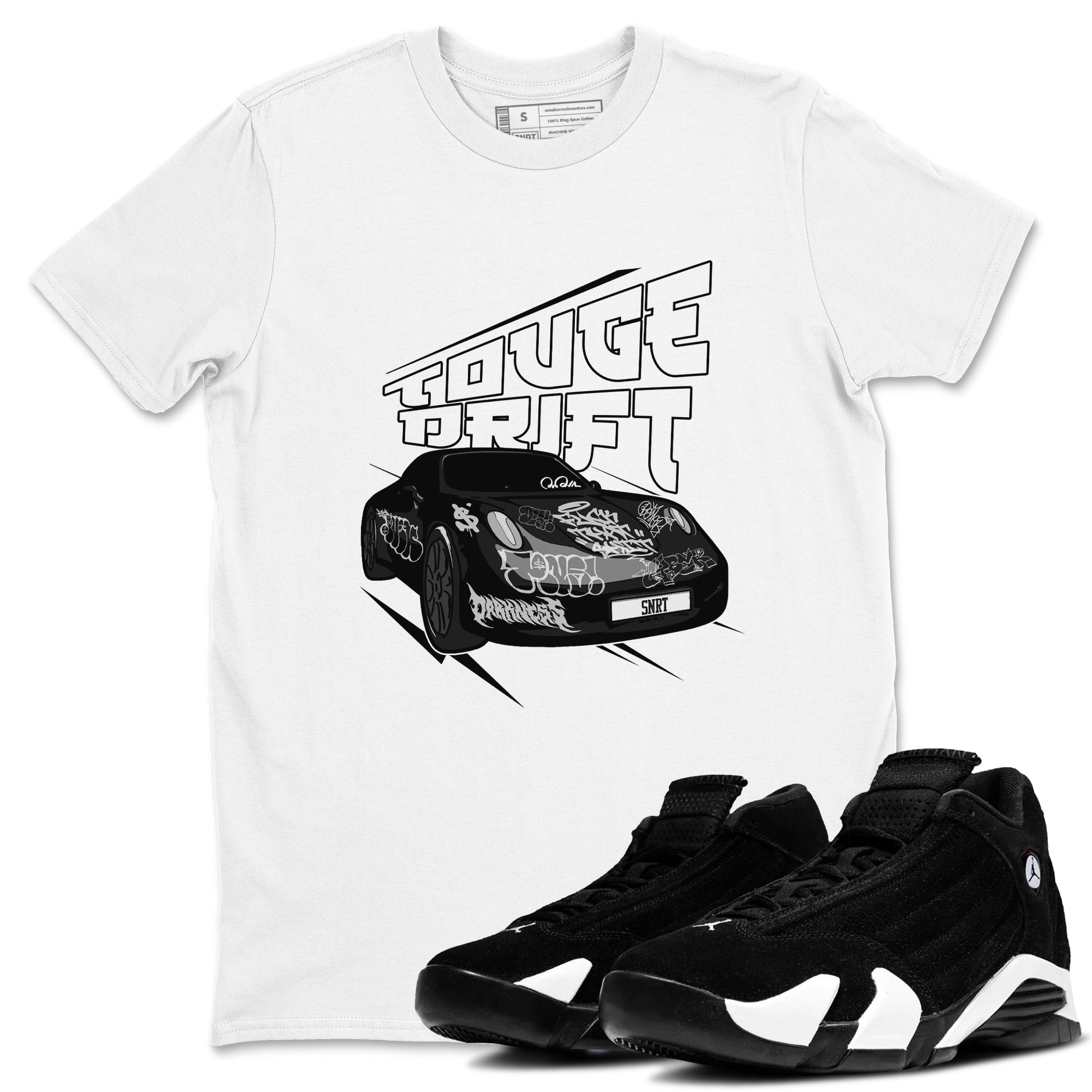 14s Panda shirt to match jordans Touge Drift sneaker tees Air Jordan 14 Panda SNRT Sneaker Release Tees Unisex White 1 T-Shirt
