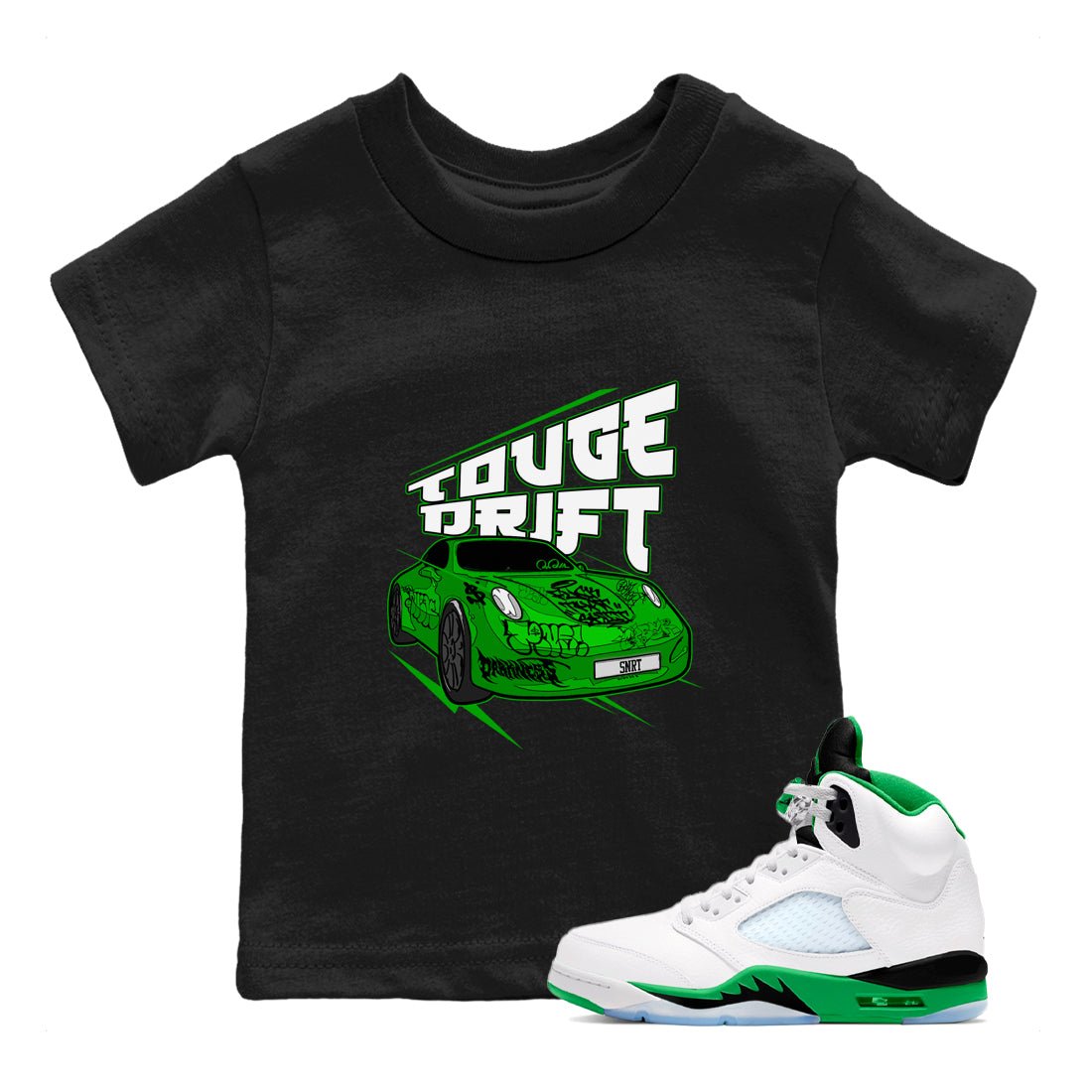 Air Jordan 5 Lucky Green shirt to match jordans Touge Drift sneaker tees AJ5 Lucky Green SNRT Sneaker Release Tees Baby Toddler Black 1 T-Shirt