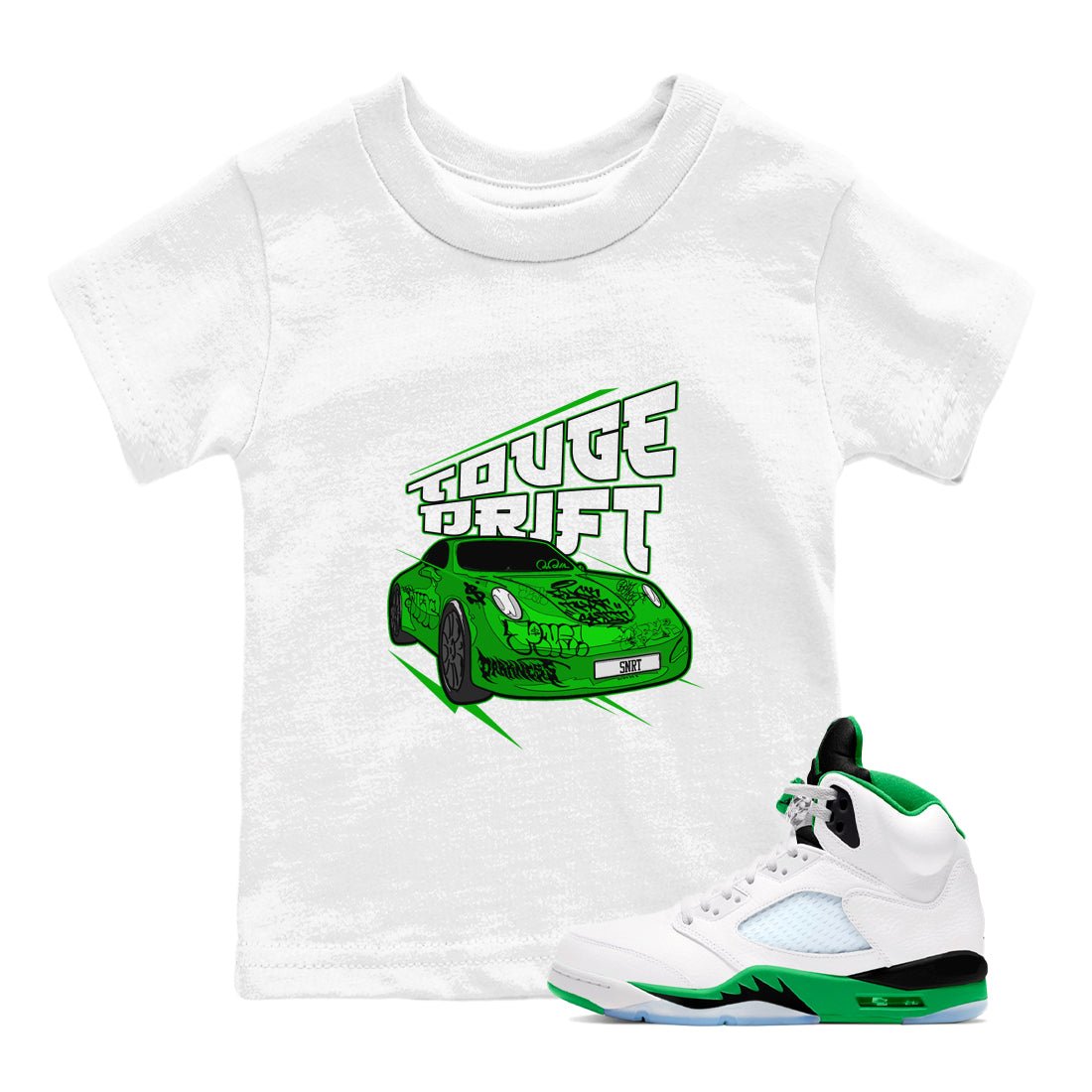 Air Jordan 5 Lucky Green shirt to match jordans Touge Drift sneaker tees AJ5 Lucky Green SNRT Sneaker Release Tees Baby Toddler White 1 T-Shirt