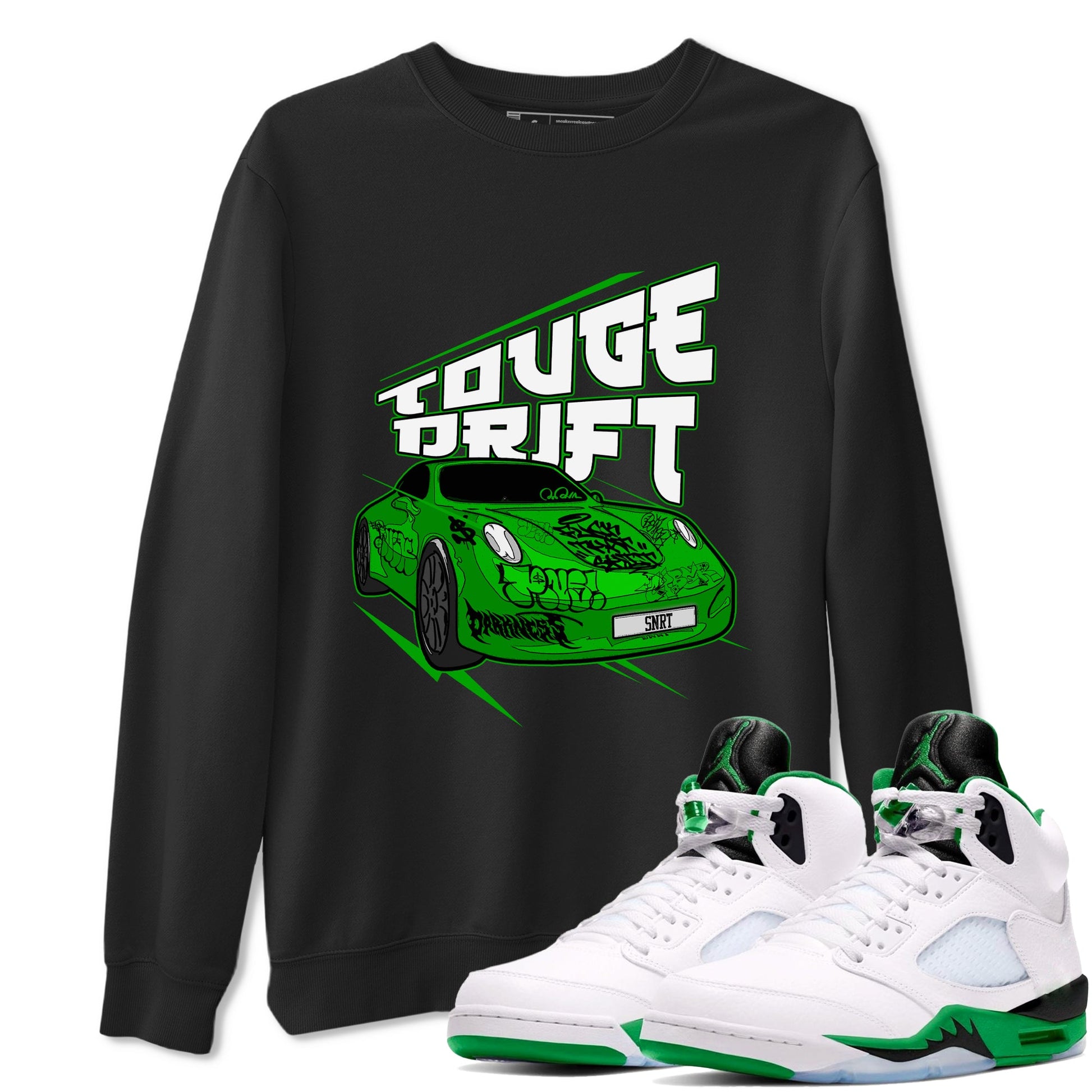 Air Jordan 5 Lucky Green shirt to match jordans Touge Drift sneaker tees AJ5 Lucky Green SNRT Sneaker Release Tees Unisex Black 1 T-Shirt