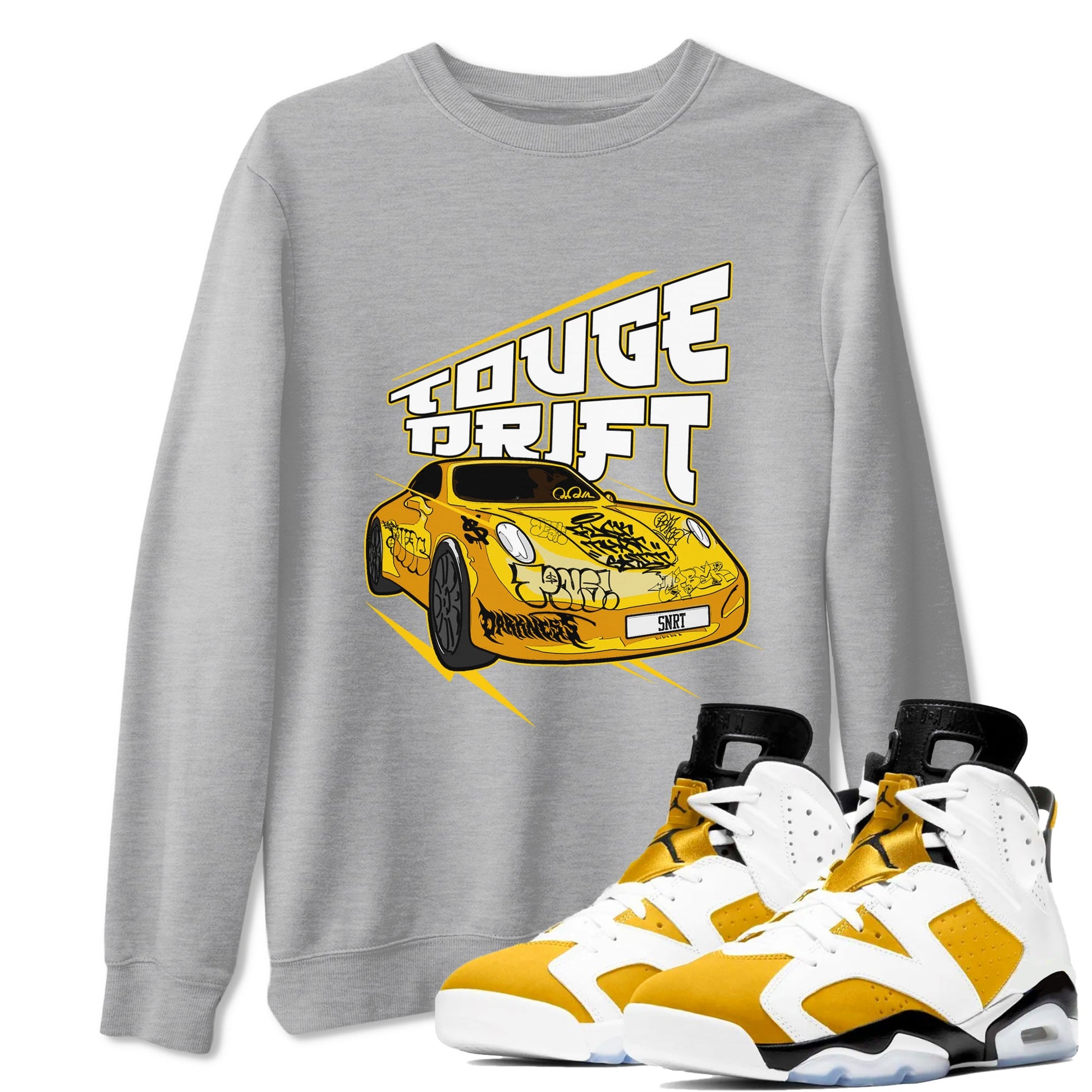 Air Jordan 6 Yellow Ochre shirt to match jordans Touge Drift sneaker tees AJ6 Yellow Ochre SNRT Sneaker Release Tees Unisex Heather Grey 1 T-Shirt