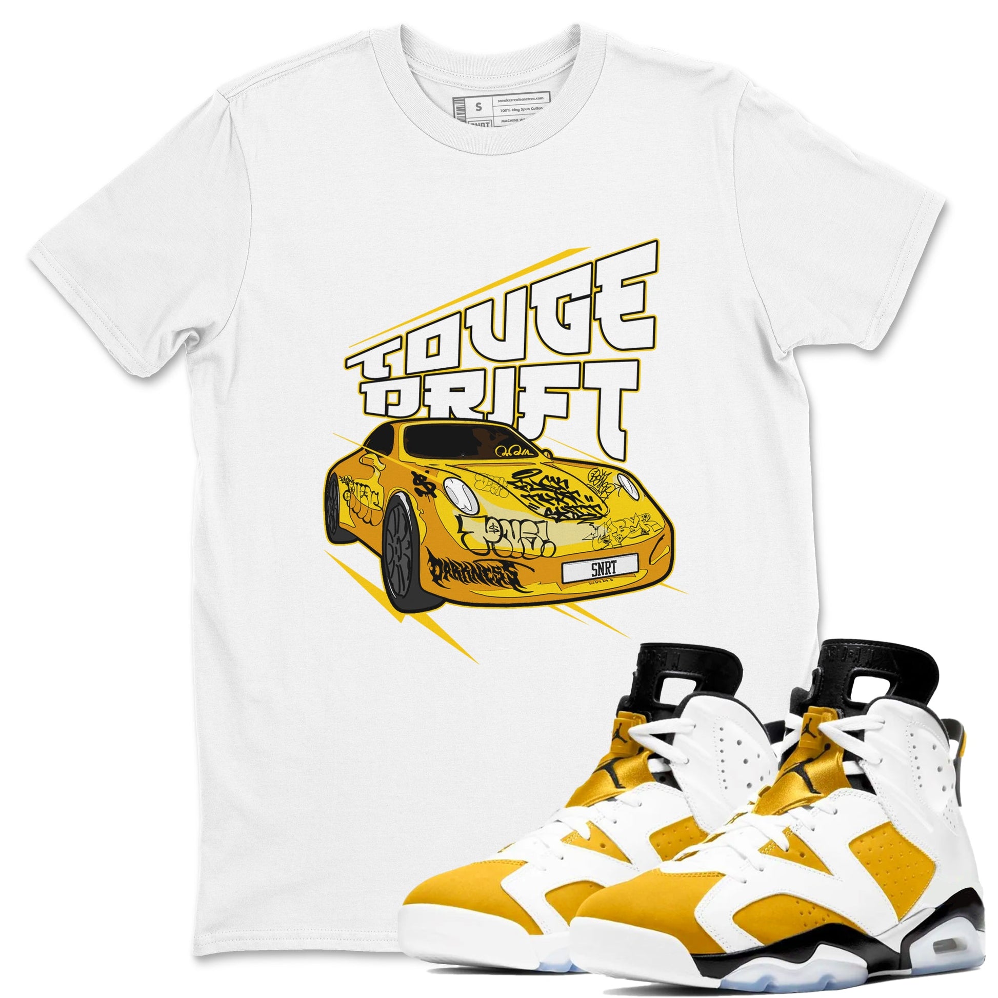 Air Jordan 6 Yellow Ochre shirt to match jordans Touge Drift sneaker tees AJ6 Yellow Ochre SNRT Sneaker Release Tees Unisex White 1 T-Shirt
