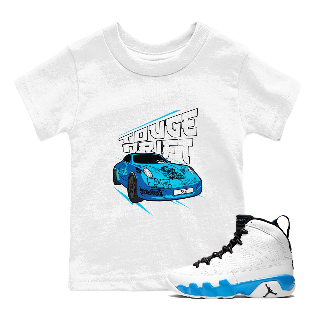 9s Powder Blue shirt to match jordans Touge Drift sneaker tees Air Jordan 9 Powder Blue SNRT sneaker release tees baby toddler White 1 cotton Shirt