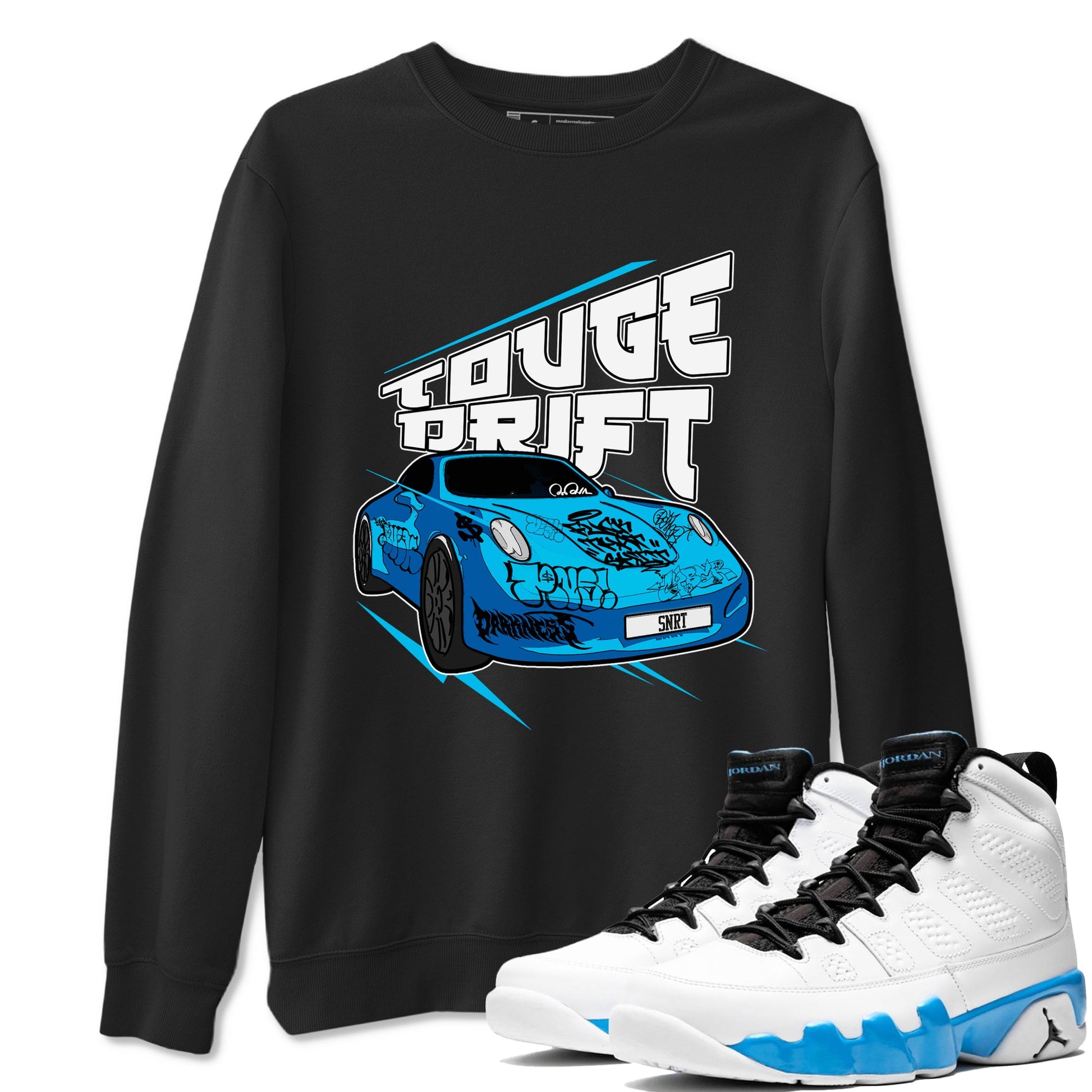 9s Powder Blue shirt to match jordans Touge Drift sneaker tees Air Jordan 9 Powder Blue SNRT Sneaker Release Tees unisex cotton Black 1 crew neck shirt