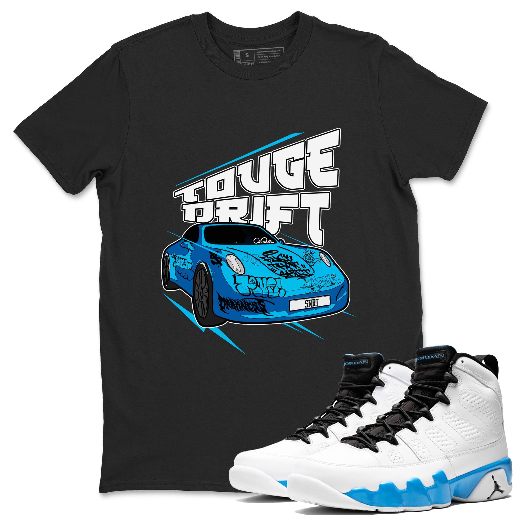 9s Powder Blue shirt to match jordans Touge Drift sneaker tees Air Jordan 9 Powder Blue SNRT Sneaker Release Tees unisex cotton Black 1 crew neck shirt