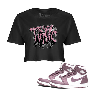 Air Jordan 1 Mauve shirt to match jordans Toxic sneaker tees AJ1Mauve SNRT Sneaker Release Tees Black 1 Crop T-Shirt