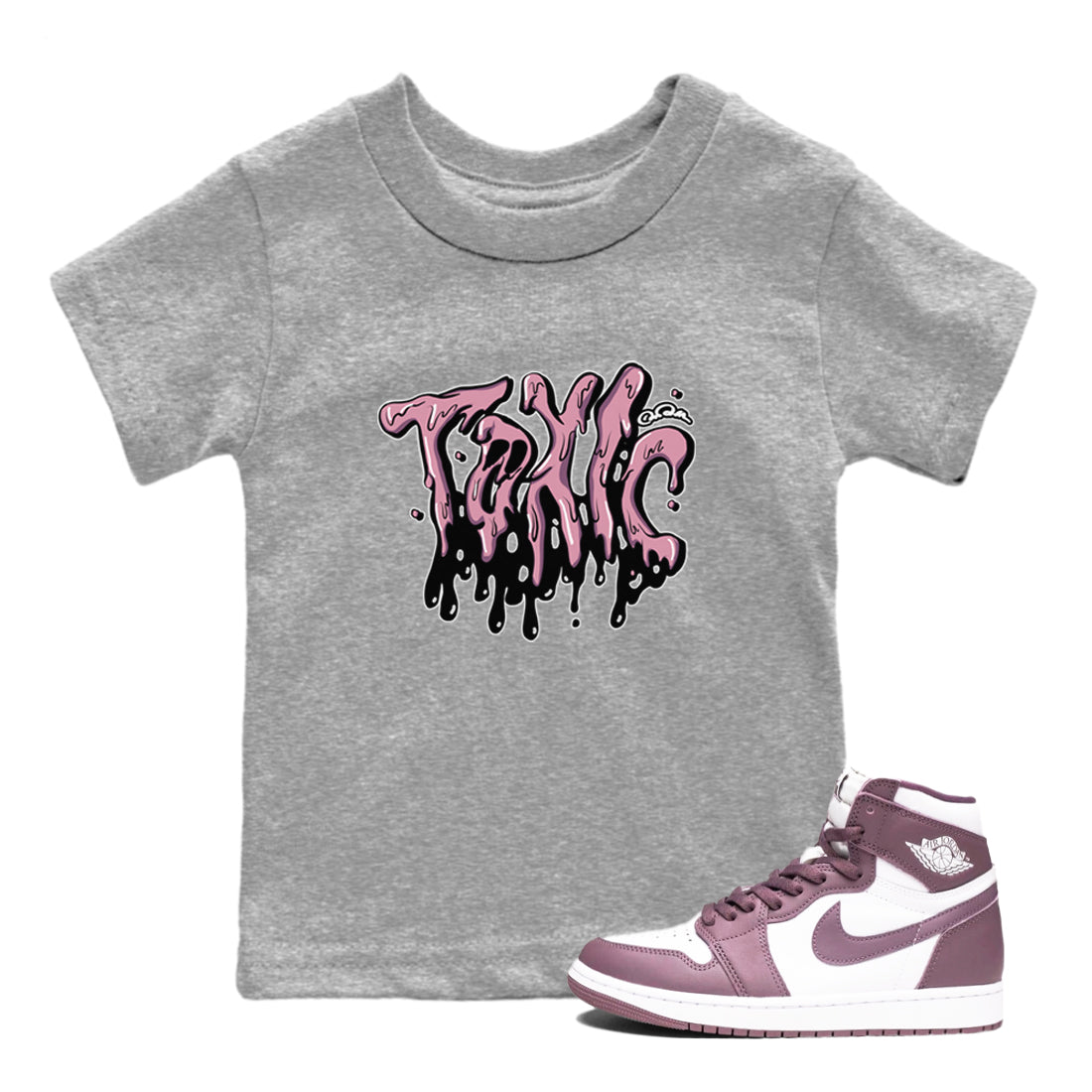 Air Jordan 1 Mauve shirt to match jordans Toxic sneaker tees AJ1Mauve SNRT Sneaker Release Tees Baby Toddler Heather Grey 1 T-Shirt