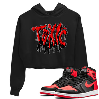 Air Jordan 1 Satin Bred shirt to match jordans Toxic sneaker tees AJ1Satin Bred SNRT Sneaker Release Tees Black 1 Crop T-Shirt