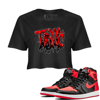 Air Jordan 1 Satin Bred shirt to match jordans Toxic sneaker tees AJ1Satin Bred SNRT Sneaker Release Tees Black 1 Crop T-Shirt