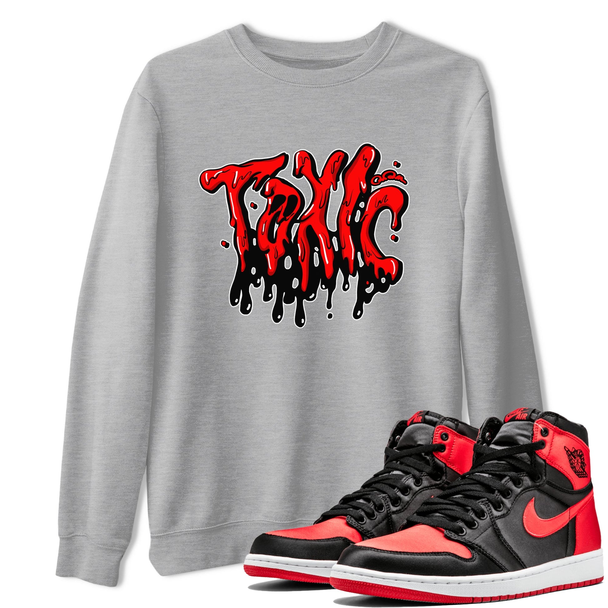 Air Jordan 1 Satin Bred shirt to match jordans Toxic sneaker tees AJ1Satin Bred SNRT Sneaker Release Tees Unisex Heather Grey 1 T-Shirt