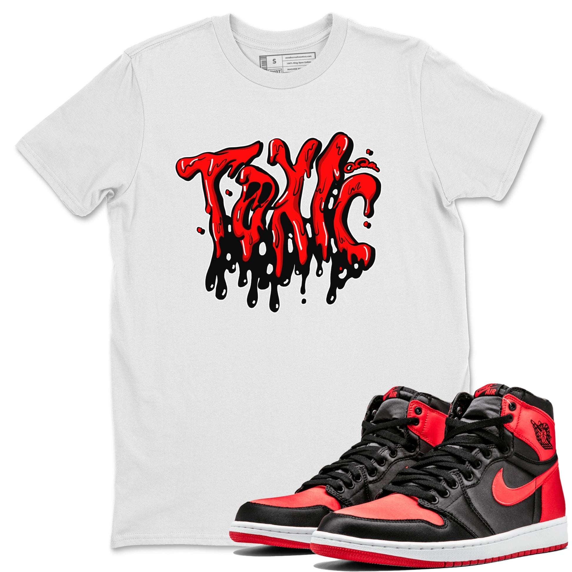 Air Jordan 1 Satin Bred shirt to match jordans Toxic sneaker tees AJ1Satin Bred SNRT Sneaker Release Tees Unisex White 1 T-Shirt