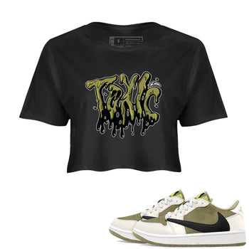 Air Jordan 1 Travis Scott Golf shirt to match jordans Toxic sneaker tees AJ1 lowTravis Scott Golf SNRT Sneaker Release Tees Black 1 Crop T-Shirt