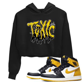 1s Yellow Ochre shirt to match jordans Toxic sneaker tees Air Jordan 1 Yellow Ochre SNRT Sneaker Release Tees Black 1 crop length shirt
