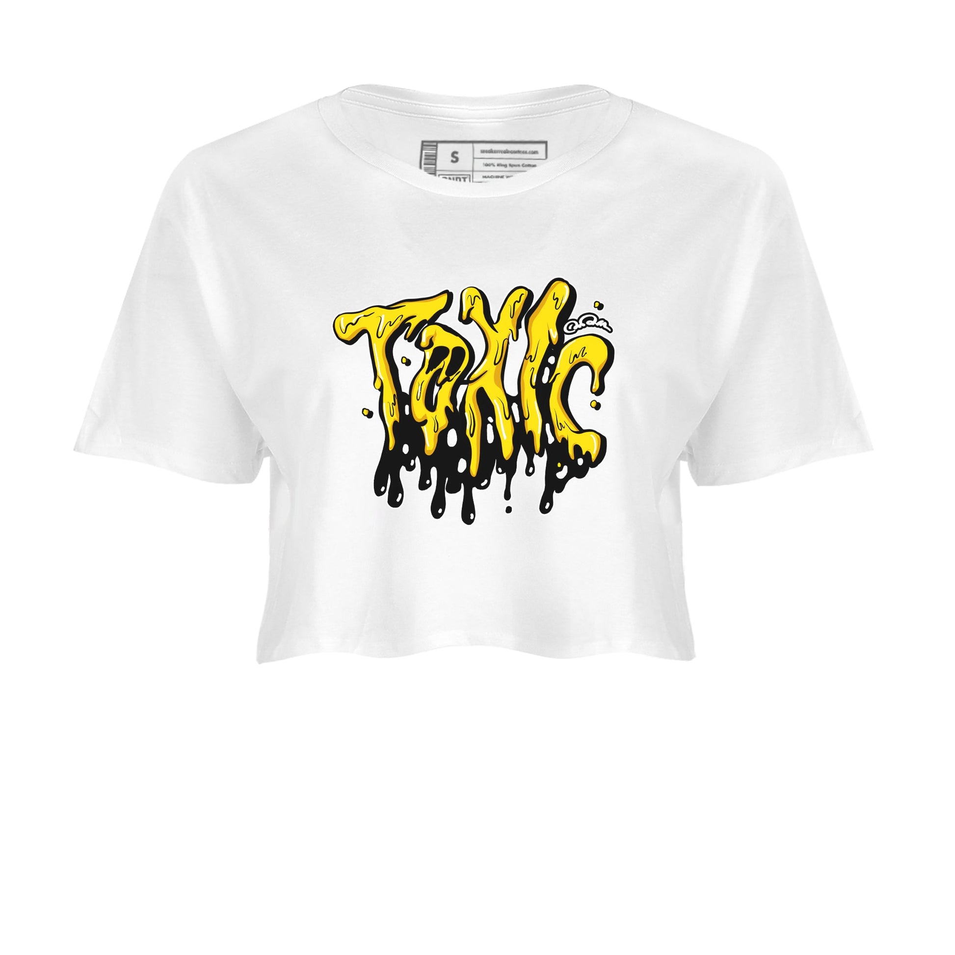 1s Yellow Ochre shirt to match jordans Toxic sneaker tees Air Jordan 1 Yellow Ochre SNRT Sneaker Release Tees White 2 crop length shirt