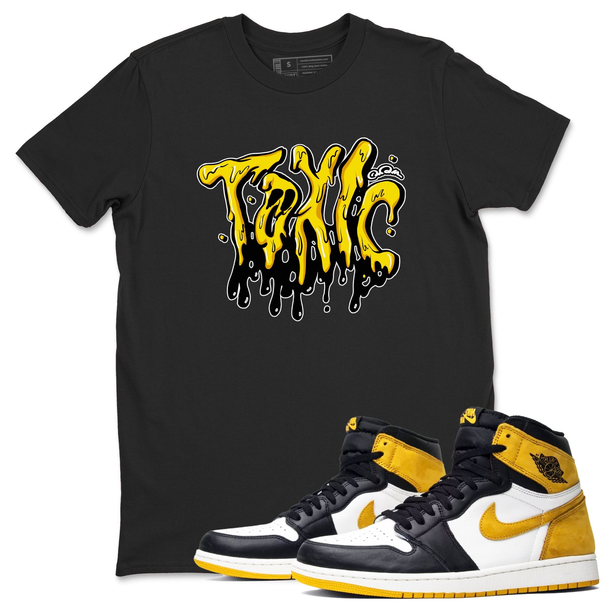 1s Yellow Ochre shirt to match jordans Toxic sneaker tees Air Jordan 1 Yellow Ochre SNRT Sneaker Release Tees unisex cotton Black 1 crew neck shirt