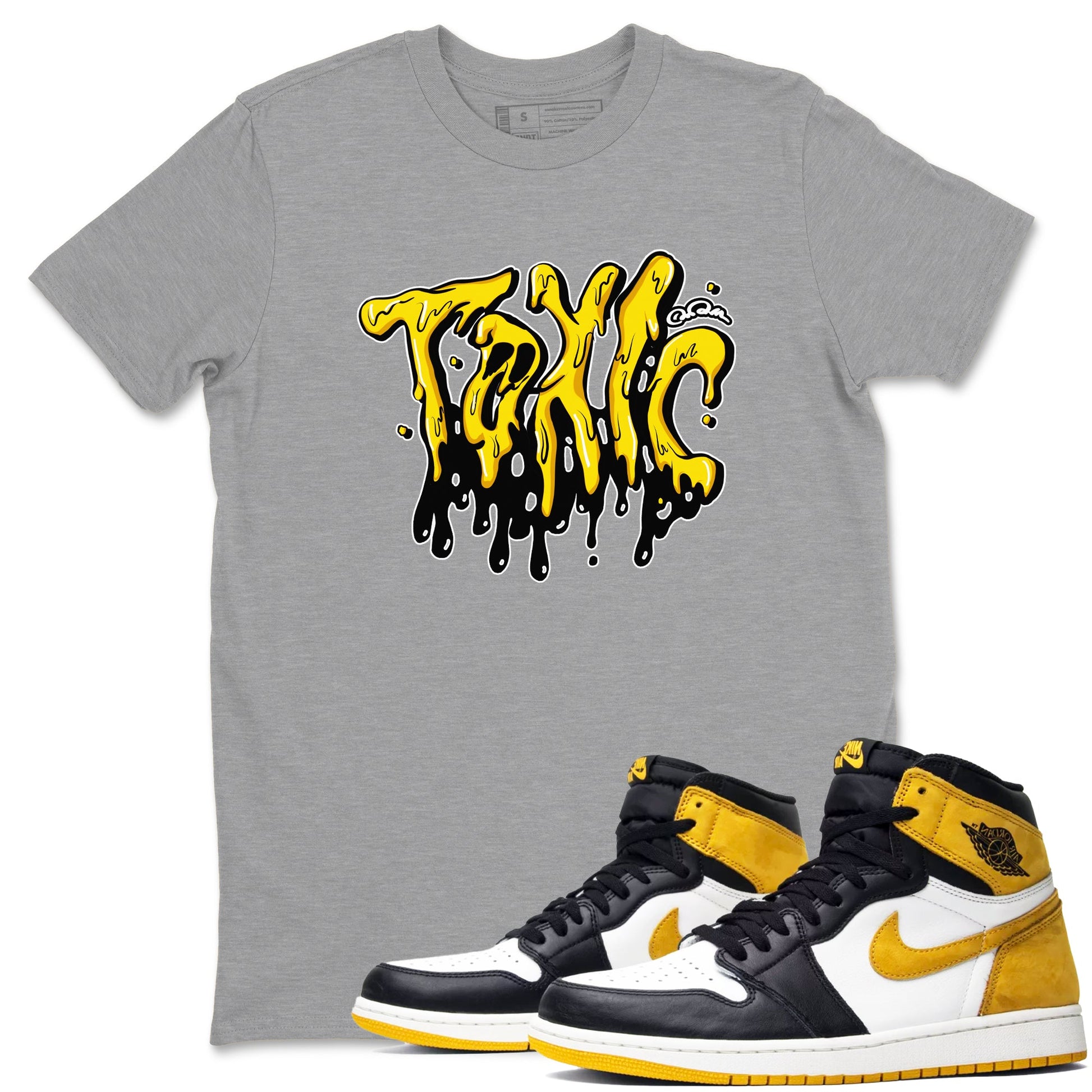 1s Yellow Ochre shirt to match jordans Toxic sneaker tees Air Jordan 1 Yellow Ochre SNRT Sneaker Release Tees unisex cotton Heather Grey 1 crew neck shirt