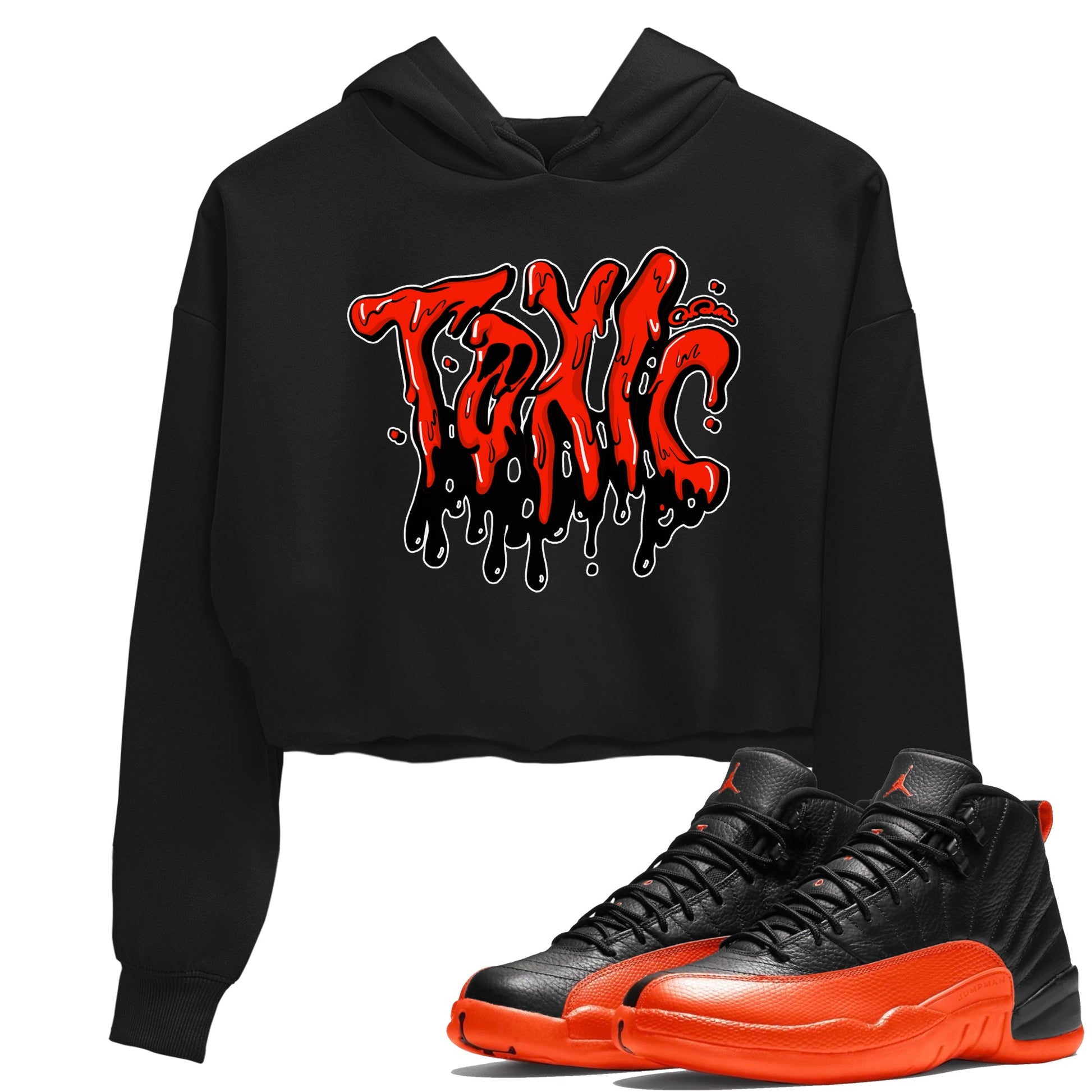 Air Jordan 12 Brilliant Orange Sneaker Match Tees Toxic Sneaker Tees AJ12 Brilliant Orange Sneaker Release Tees Women's Shirts Black 1