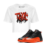 Air Jordan 12 Brilliant Orange Sneaker Match Tees Toxic Sneaker Tees AJ12 Brilliant Orange Sneaker Release Tees Women's Shirts White 1