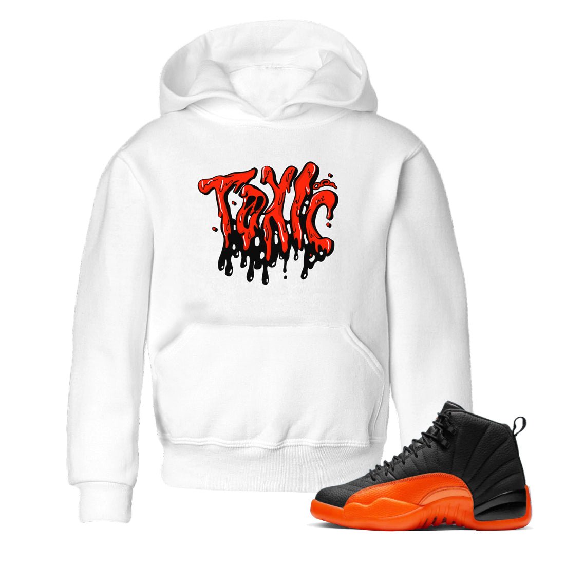 Air Jordan 12 Brilliant Orange Sneaker Match Tees Toxic Sneaker Tees AJ12 Brilliant Orange Sneaker Release Tees Kids Shirts White 1