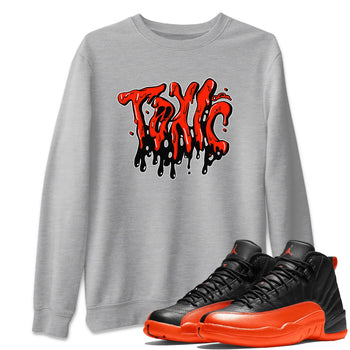 Air Jordan 12 Brilliant Orange Sneaker Match Tees Toxic Sneaker Tees AJ12 Brilliant Orange Sneaker Release Tees Unisex Shirts Heather Grey 1