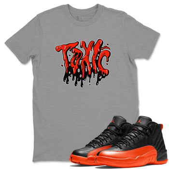 Air Jordan 12 Brilliant Orange Sneaker Match Tees Toxic Sneaker Tees AJ12 Brilliant Orange Sneaker Release Tees Unisex Shirts Heather Grey 1