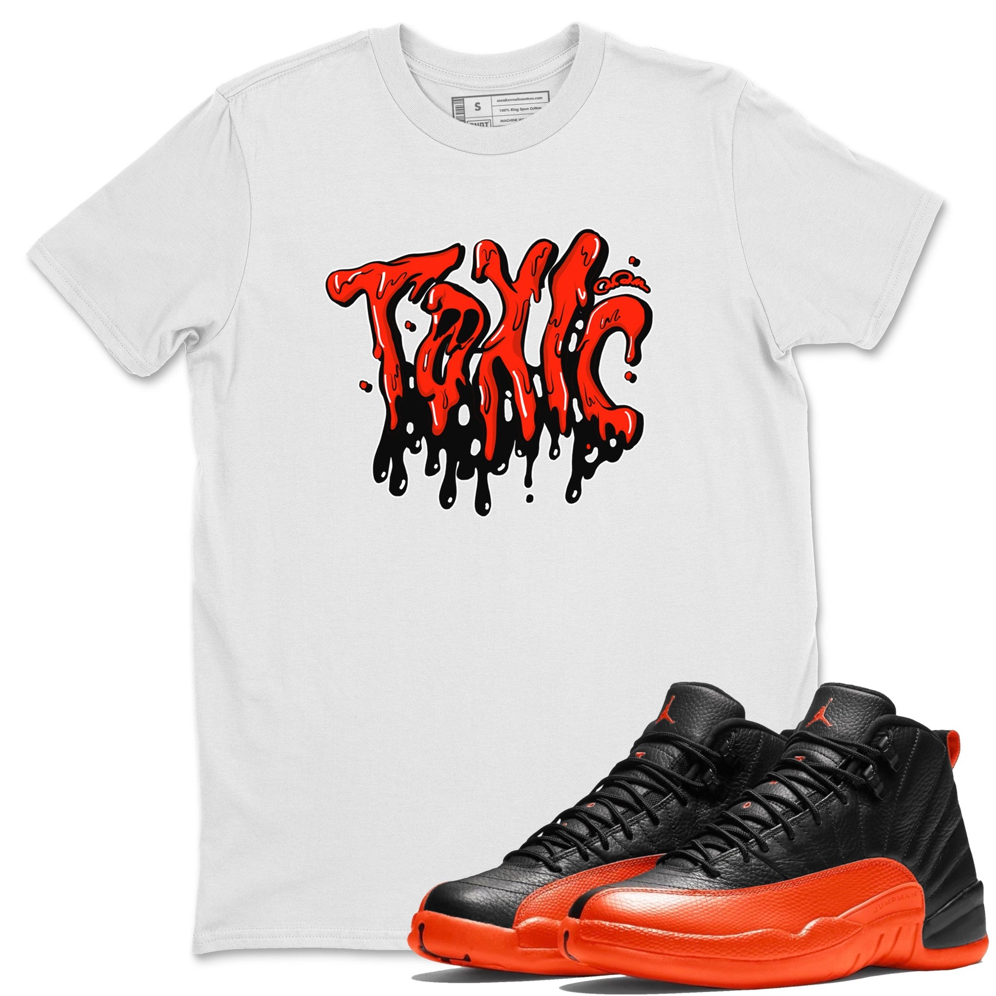 Air Jordan 12 Brilliant Orange Sneaker Match Tees Toxic Sneaker Tees AJ12 Brilliant Orange Sneaker Release Tees Unisex Shirts White 1